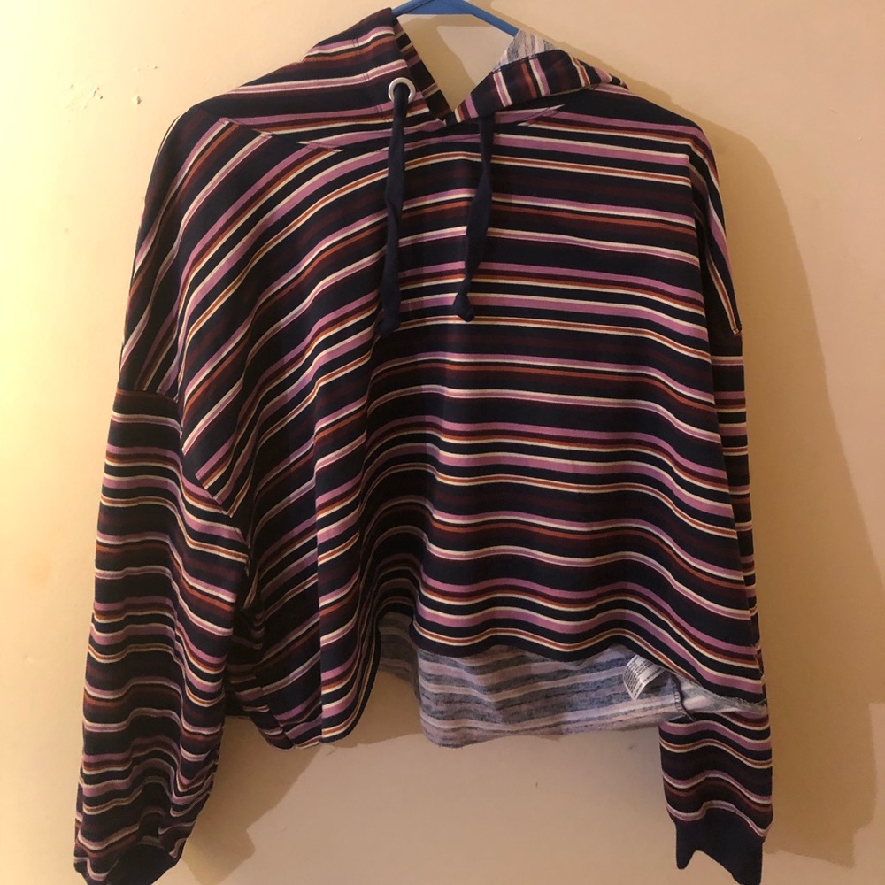Wild Fable Cropped, Striped Hoodie